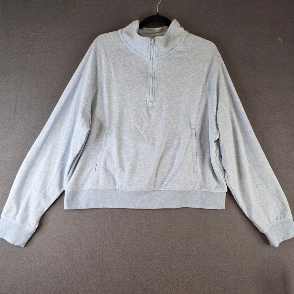 Traj3ctory Womens‎ Light Blue Heather Quarter Zip Pullover XXL Cozy Activewear